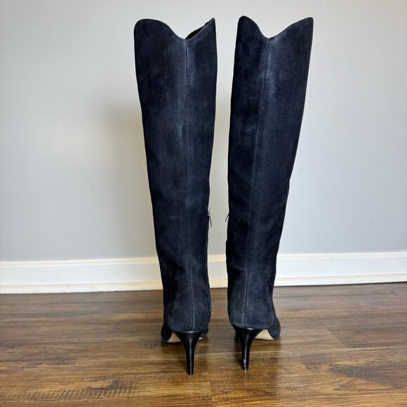 Nine West 8M WNSIRENA leather tall knee high kitten heel boots microfiber - Picture 10 of 13
